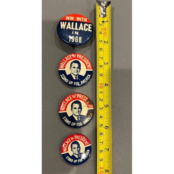Lot of 4 1968 Wallace For President Presidential Election Metal Pinback Lot‎ - Picture 5 of 5